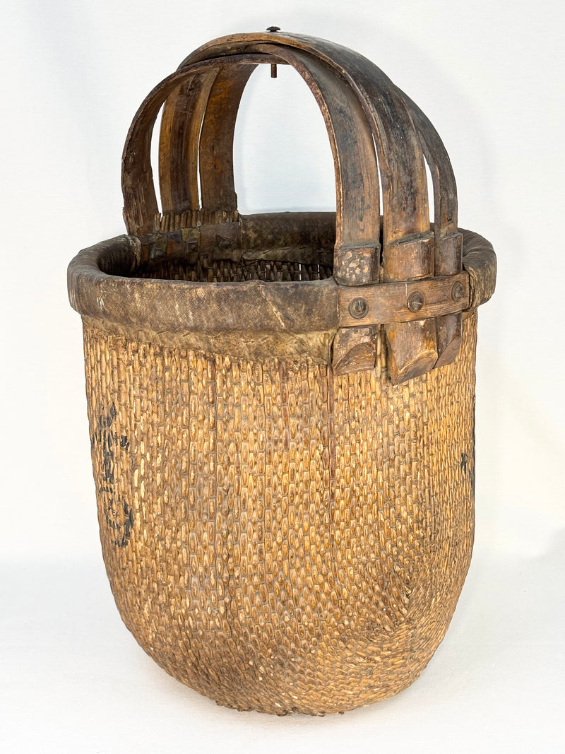 Old wicker basket with handle