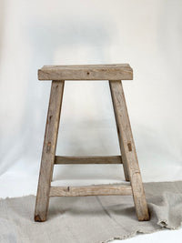 Antique elm rectangular stool