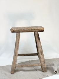 Antique elm rectangular stool