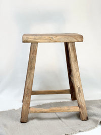 Antique elm rectangular stool