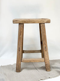 Antique elm rectangular stool