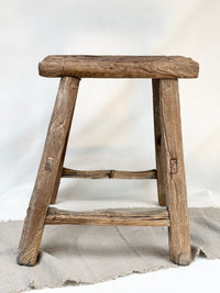 Antique elm rectangular stool