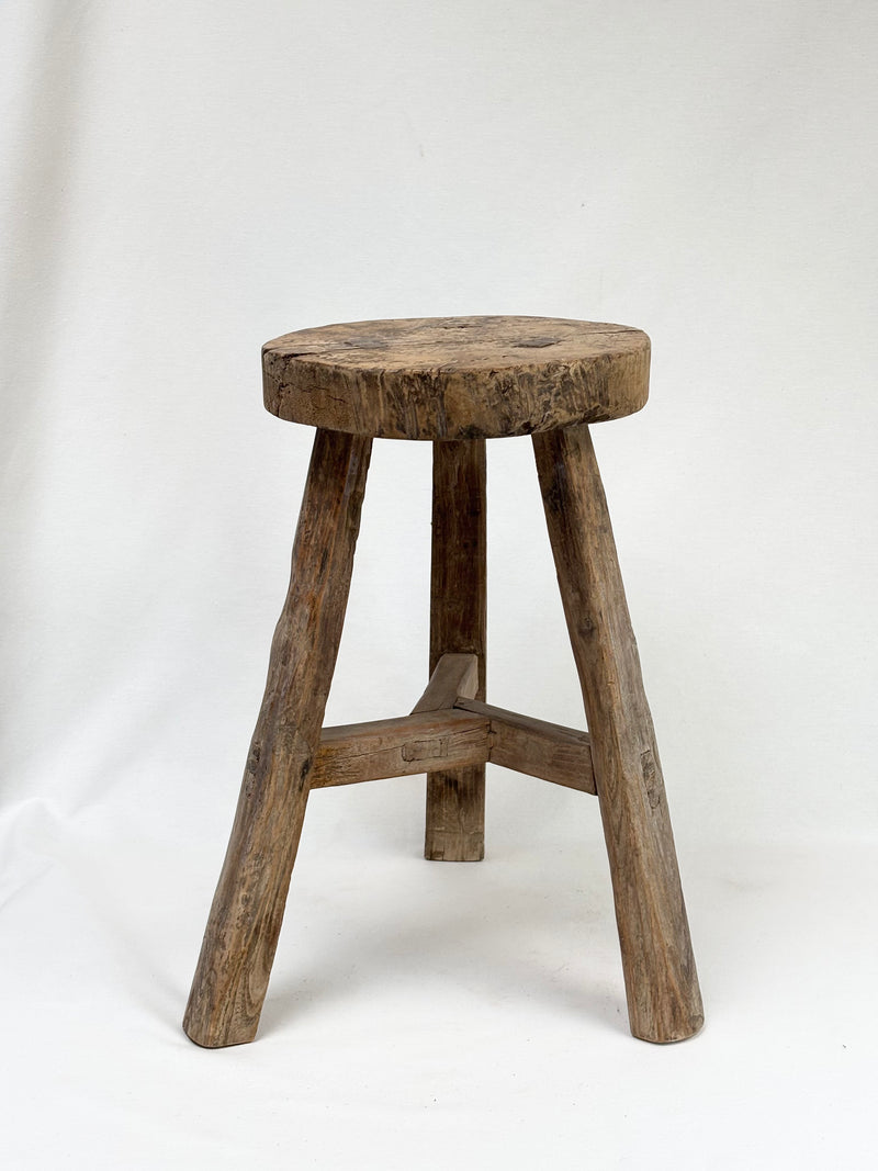 Antique round elm stool