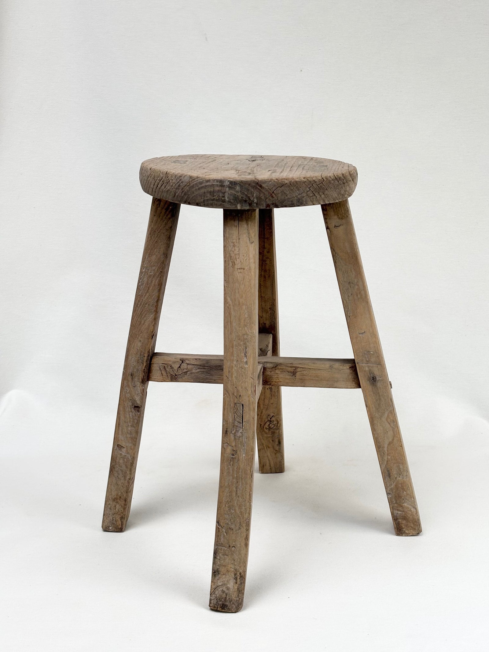 Antique round elm stool